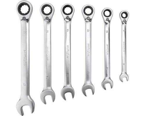 Набор ключей AV Steel комбинированных 8-17 мм, 6 предметов трещоточных с реверсом AV-035160