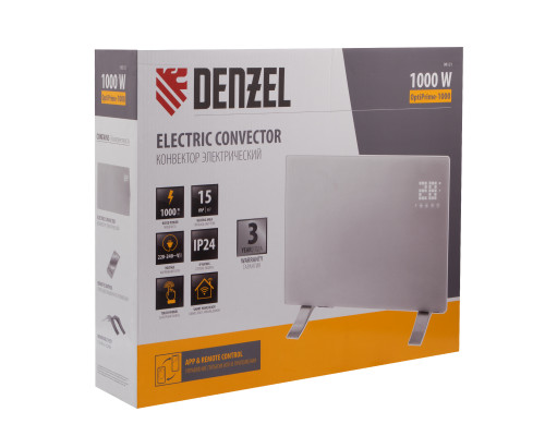 Конвектор электрический, Wi-Fi, тачскрин, цифровой термостат Denzel OptiPrime-1000 98121