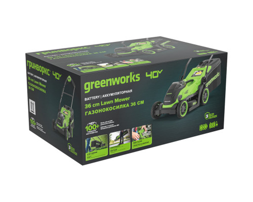 Газонокосилка аккумуляторная Greenworks GD40LM361, 40V, без АКБ и ЗУ 2520807 Газонокосилка аккумуляторная Greenworks GD40LM361, 40V, без АКБ и ЗУ 2520807