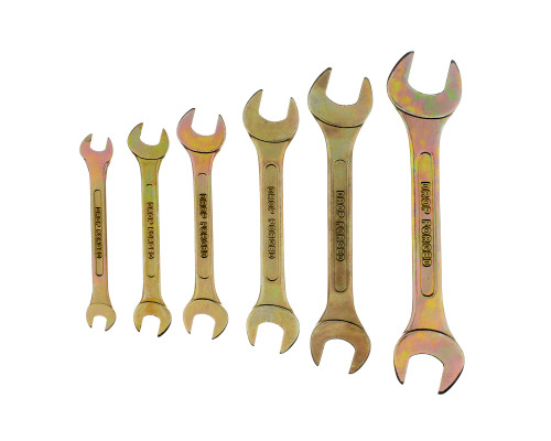 Набор ключей рожковых 6-17 мм, 6 шт, желтый цинк Сибртех 15279