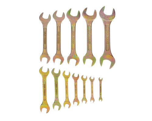 Набор ключей рожковых 6-32 мм, 12 шт, желтый цинк Сибртех 15281
