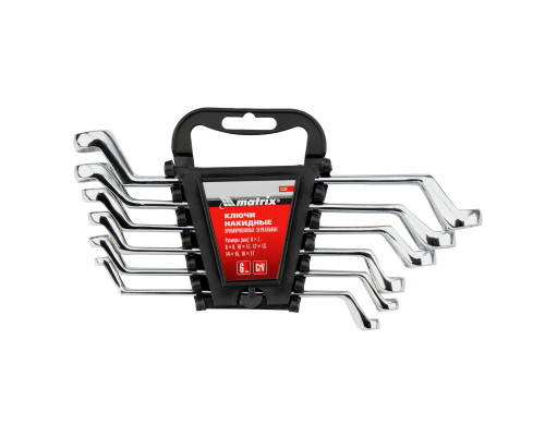 Набор ключей накидных 6 шт, 6-17 мм, CrV, Elliptical, зеркальное хромирование Matrix 15336