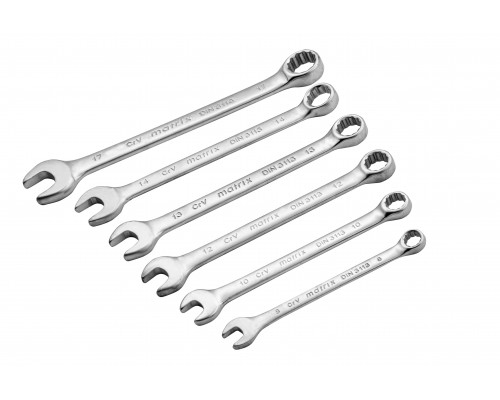 Набор ключей комбинированных, 8-17 мм, 6 шт, CrV, матовый хром Matrix 15404