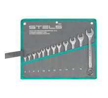 Набор ключей комбинированных 6-22 мм, 12 шт, CrV, матовый хром Stels 15421