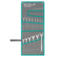 Набор ключей комбинированных 6-32 мм, 22 шт, CrV, матовый хром Stels 15423