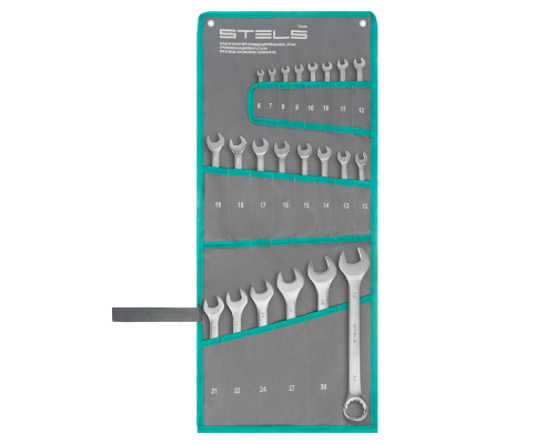 Набор ключей комбинированных 6-32 мм, 22 шт, CrV, матовый хром Stels 15423