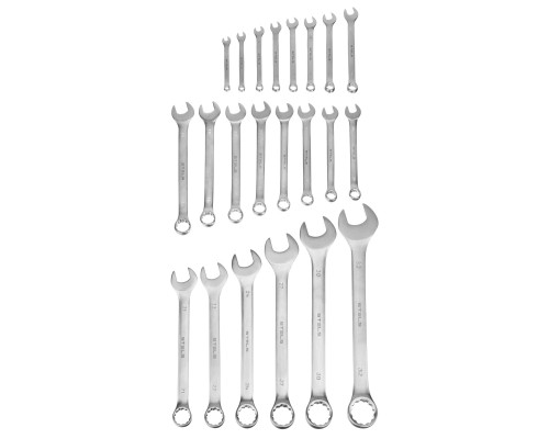 Набор ключей комбинированных 6-32 мм, 22 шт, CrV, матовый хром Stels 15423