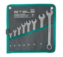 Набор ключей комбинированных 6-19 мм, 8 шт., CrV, матовый хром Stels 15443