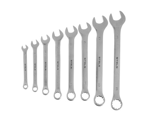 Набор ключей комбинированных 6-19 мм, 8 шт., CrV, матовый хром Stels 15443