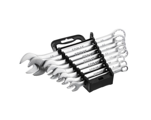 Набор рожково-накидных ключей ЕРМАК 8 предметов 8-19 мм, матовые CRV, пластик холдер 736-049