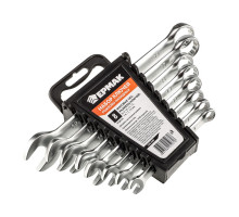 Набор рожково-накидных ключей ЕРМАК 8 предметов 8-19 мм, матовые CRV, пластик холдер 736-049