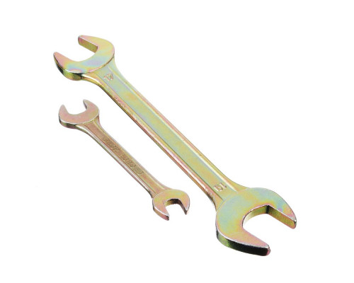 Набор рожковых ключей ЕРМАК 6 предметов, 8x10-17x19 мм, желтый цинк, пластик холдер 736-070