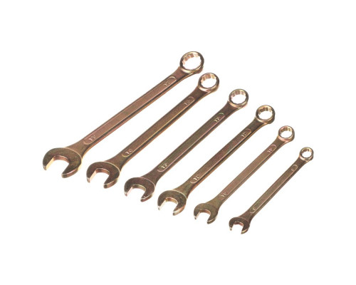 Набор рожково-накидных ключей ЕРМАК 6 предметов, 8-17 мм, желтый цинк 736-078