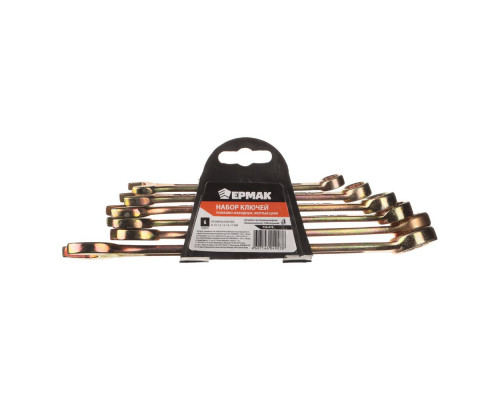 Набор рожково-накидных ключей ЕРМАК 6 предметов, 8-17 мм, желтый цинк 736-078