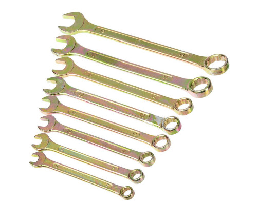 Набор рожково-накидных ключей ЕРМАК 8 предм. 8-19 мм, желтый цинк 736-079