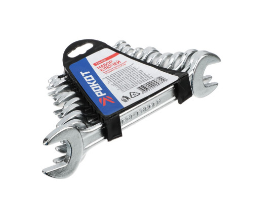 Набор рожковых оцинкованных ключей РОКОТ в пластиковом подвесе 12 пр., 6-24 мм 736-004