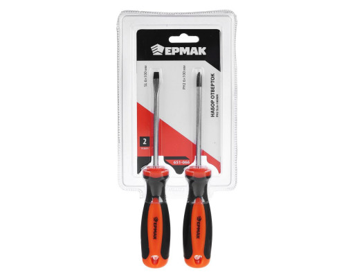Набор отверток ЕРМАК 9986 PH2-SL6x100 мм, 2 предмета 651-066