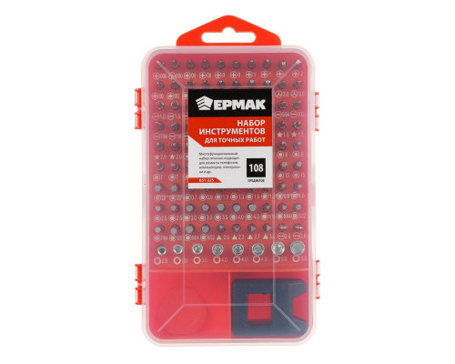 Набор инструментов для точных работ ЕРМАК 108 предметов 651-225