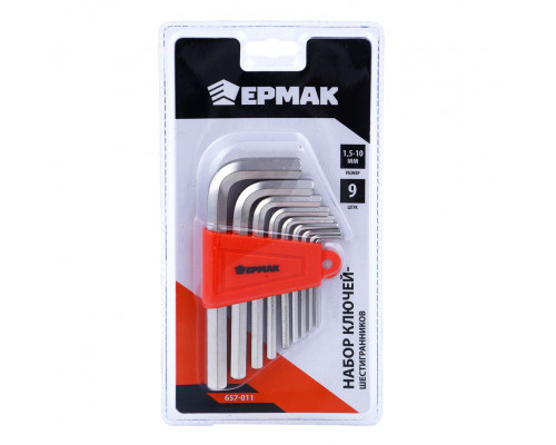 Набор ключей - шестигранников ЕРМАК 1,5-10 мм, 9 шт. (011) 657-011