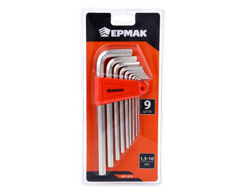 Набор ключей - шестигранников ЕРМАК 1,5-10 мм, удл., 9 шт. (014) 657-014