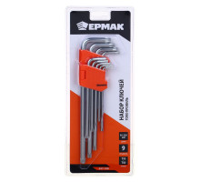 Набор ключей ЕРМАК TORX-профиль 9 пр., T10 - T50, длина 95 - 220 мм 657-188