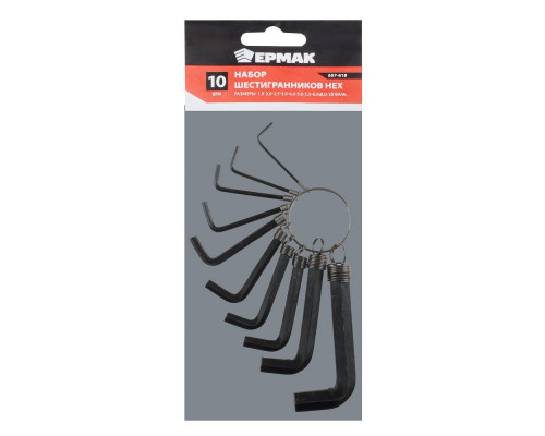Набор шестигранников ЕРМАК HEX 1.5 - 10 мм, 10 шт. в пакете JF2296B 657-618