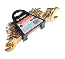 Набор рожковых ключей ЕРМАК 8 предметов, 8x10-19x22мм, желтый цинк, пластик холдер 736-073