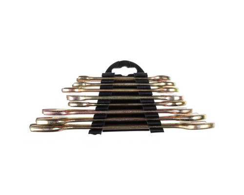 Набор рожковых ключей ЕРМАК 8 предметов, 8x10-19x22мм, желтый цинк, пластик холдер 736-073