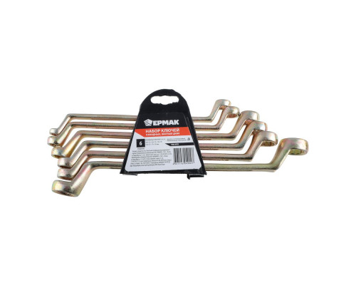 Набор накидных ключей ЕРМАК 6 предметов, 8x10 - 17x19 мм, желтый цинк, пластик холдер 736-075