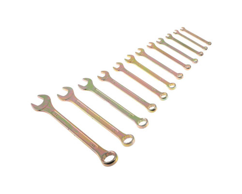 Набор рожково-накидных ключей ЕРМАК 12 предметов, 6-22 мм, желтый цинк 736-080