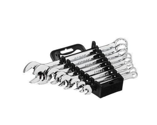 Набор рожково-накидных ключей ЕРМАК 8 предметов 8-19 мм, полированные CRV, пластик холдер 736-097