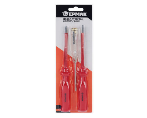 Набор отверток 3шт диэлектрических (SL4х100, PH1х100; тестер 140мм) ЕРМАК 651-065