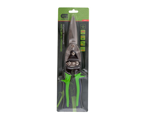 Ножницы по металлу СИБРТЕХ, удлиненные, 285 мм, пряморежущие, 2-комп. обрезиненные рукоятки 78339