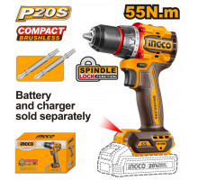 Аккумуляторный шуруповерт 20B BL 55 Нм без АКБ и ЗУ SUPER INGCO INDUSTRIAL CDLI205581