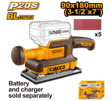 Аккумуляторная вибрационная шлифмашина 20В, BL 90х180 мм без АКБ и ЗУ SUPER INGCO INDUSTRIAL CFSLI2031