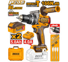 Аккумуляторный бесщёточный ударный шуруповерт INGCO INDUSTRIAL 20 В 166 Нм CIDLI201668