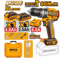 Аккумуляторный ударный шуруповерт 20B BL 86 Нм 2хАКБ и ЗУ кейс INGCO INDUSTRIAL CIDLI20868