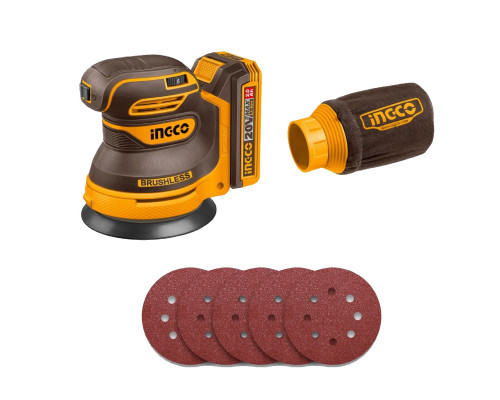 Аккумуляторная эксцентриковая шлифмашина 20B, BL 125мм, без АКБ и ЗУ INGCO INDUSTRIAL CROSLI2002