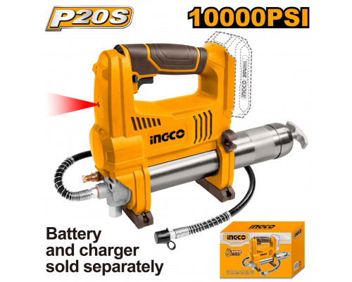 Аккумуляторный шприц для масляной смазки 20В, без АКБ и ЗУ, 690 бар INGCO INDUSTRIAL GGLI2010