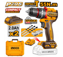 Аккумуляторный ударный шуруповерт 20B BL 55Hm 2хАКБ и ЗУ кейс SUPER INGCO INDUSTRIAL CIDLI20558