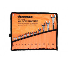Набор рожково-накидных ключей ЕРМАК 12 предметов, 6-22 мм, усиленные, в сумке 736-046