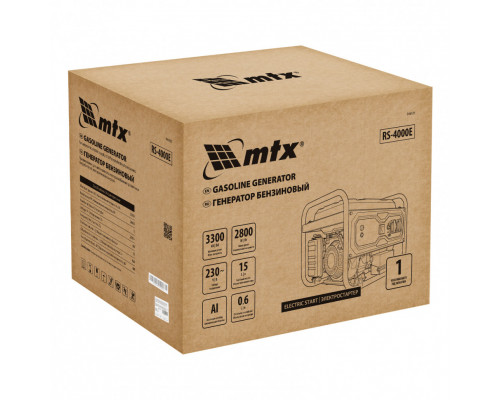 Генератор бензиновый 3,3 кВт, 230 В, электростартер MTX RS-4000E 946125 Генератор бензиновый 3,3 кВт, 230 В, электростартер MTX RS-4000E 946125