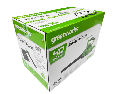Пылесос-воздуходувка GREENWORKS GD40BV 40 V с акб и з/у 2406907UB Пылесос-воздуходувка GREENWORKS GD40BV 40 V с акб и з/у 2406907UB