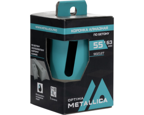 Коронка алмазная сегментная METALLICA Optima 55x63 мм, М16, без хвостовика, по бетону 902127 Коронка алмазная сегментная METALLICA Optima 55x63 мм, М16, без хвостовика, по бетону 902127