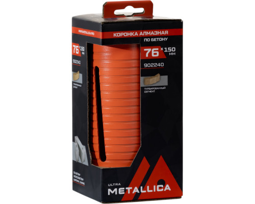 Коронка алмазная сегментная удлин.METALLICA Ultra 76x150 мм, М16, без хвостовика, по бетону 902240 Коронка алмазная сегментная удлин.METALLICA Ultra 76x150 мм, М16, без хвостовика, по бетону 902240