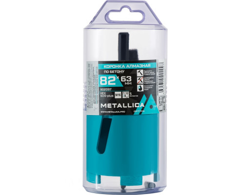 Коронка алмазная METALLICA Optima 82x63 мм, М16, с хвостовиками HEX, SDS-plus, по бетону 902097 Коронка алмазная METALLICA Optima 82x63 мм, М16, с хвостовиками HEX, SDS-plus, по бетону 902097
