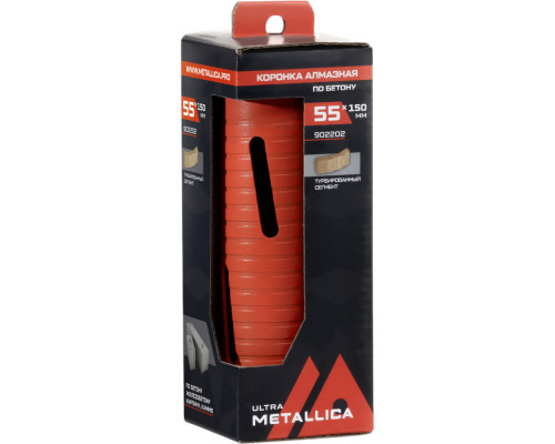 Коронка алмазная сегментная удлин. METALLICA Ultra 55x150 мм, М16,без хвостовика, по бетону 902202 Коронка алмазная сегментная удлин. METALLICA Ultra 55x150 мм, М16,без хвостовика, по бетону 902202