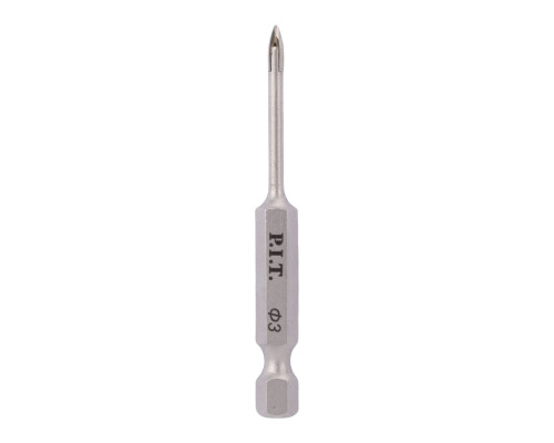 Сверло по стеклу и керамике P.I.T. Ø3x60 мм, 4 реж. кромки, хв. HEX 1/4"(6,35мм) AMAS11-003P