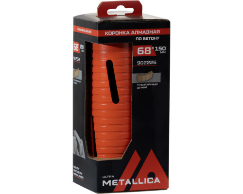 Коронка алмазная сегментная удлин. METALLICA Ultra 68x150 мм,М16, без хвостовика, по бетону 902226