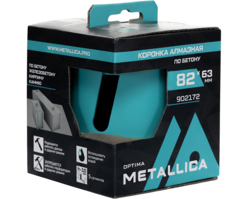 Коронка алмазная сегментная METALLICA Optima 82x63 мм, М16, без хвостовика, по бетону 902172 Коронка алмазная сегментная METALLICA Optima 82x63 мм, М16, без хвостовика, по бетону 902172